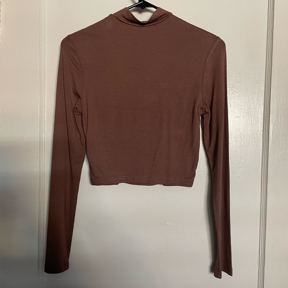 brown mock neck